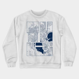 Tunis, Tunisia City Map Typography - Coastal Crewneck Sweatshirt